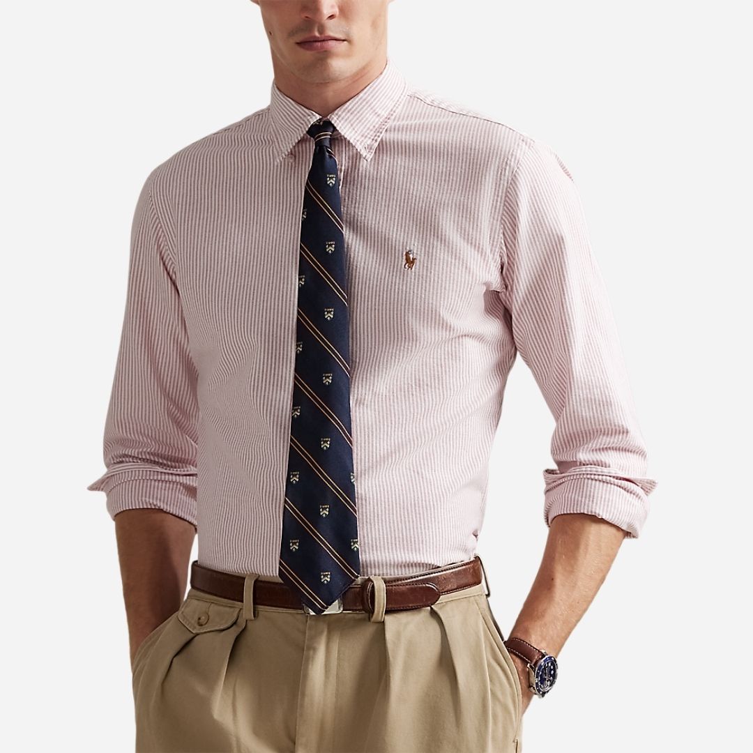 Custom Fit Striped Oxford Shirt - Adirondack Berry/White