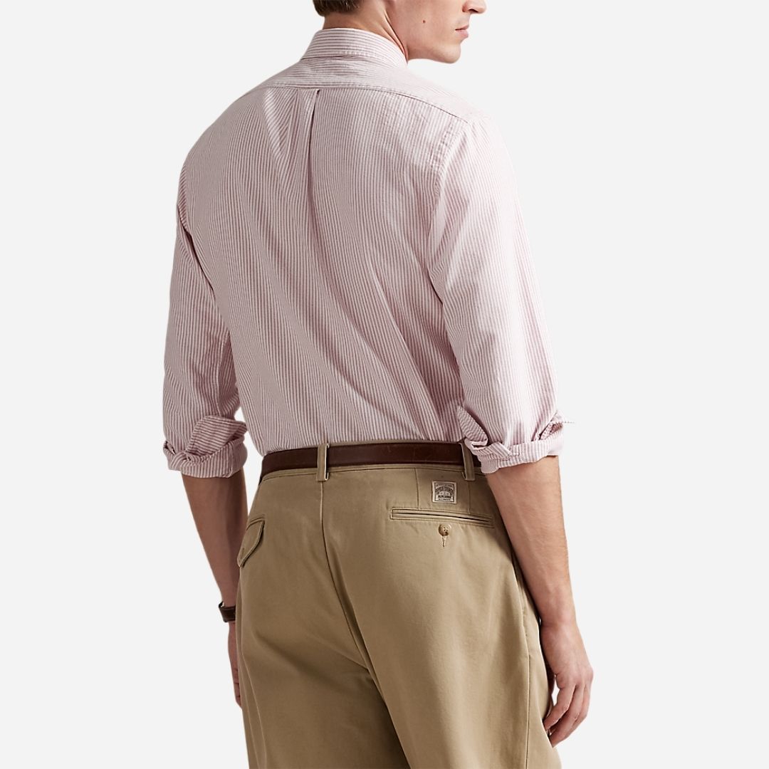 Custom Fit Striped Oxford Shirt - Adirondack Berry/White