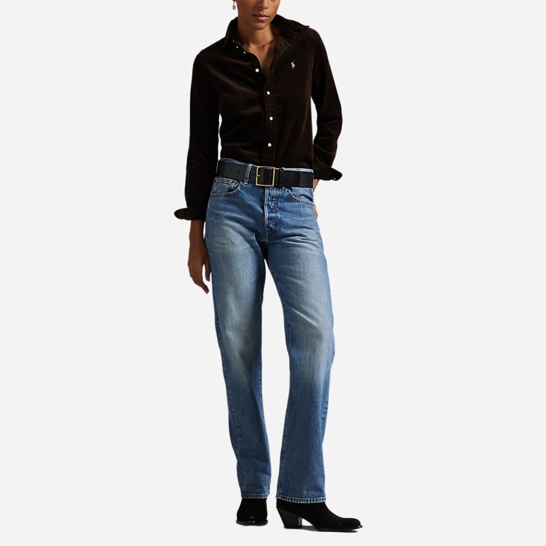 Stretch Slim Fit Corduroy Shirt - Dark Beech