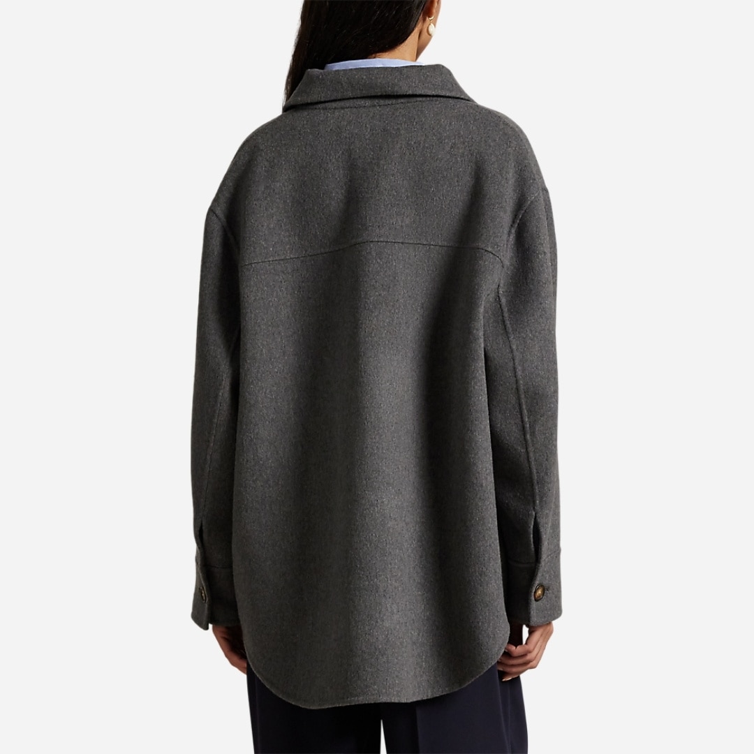 Double-Faced Wool Shirt Jacket - Gray Melange