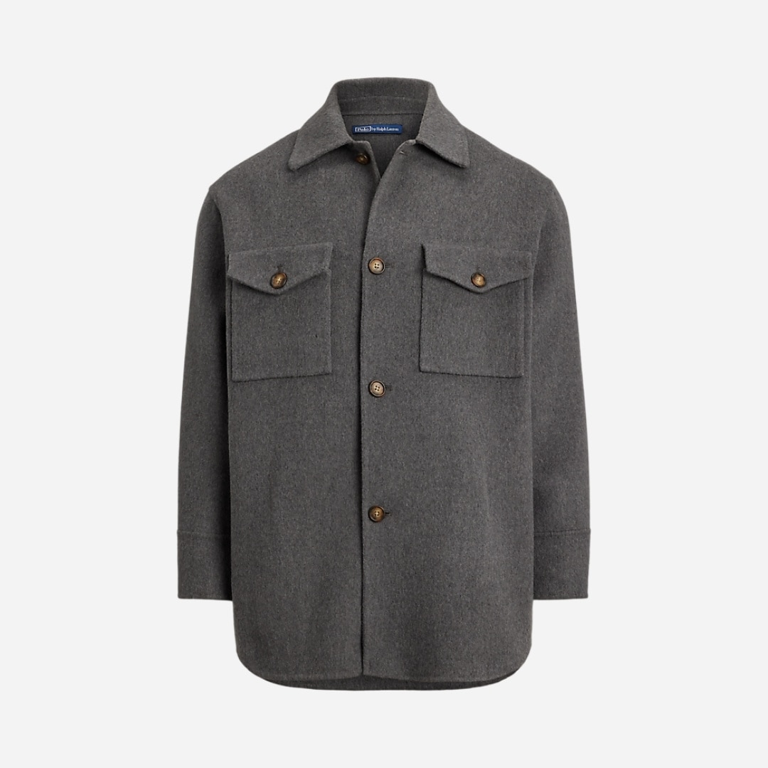 Double-Faced Wool Shirt Jacket - Gray Melange