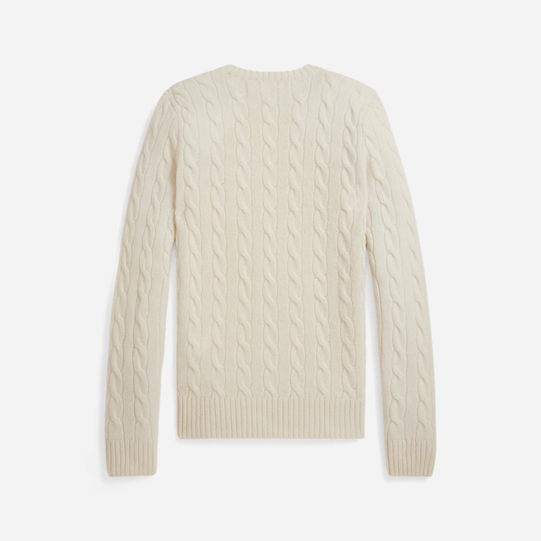 Cable Wool-Cashmere Crewneck Sweater - Authentic Cream