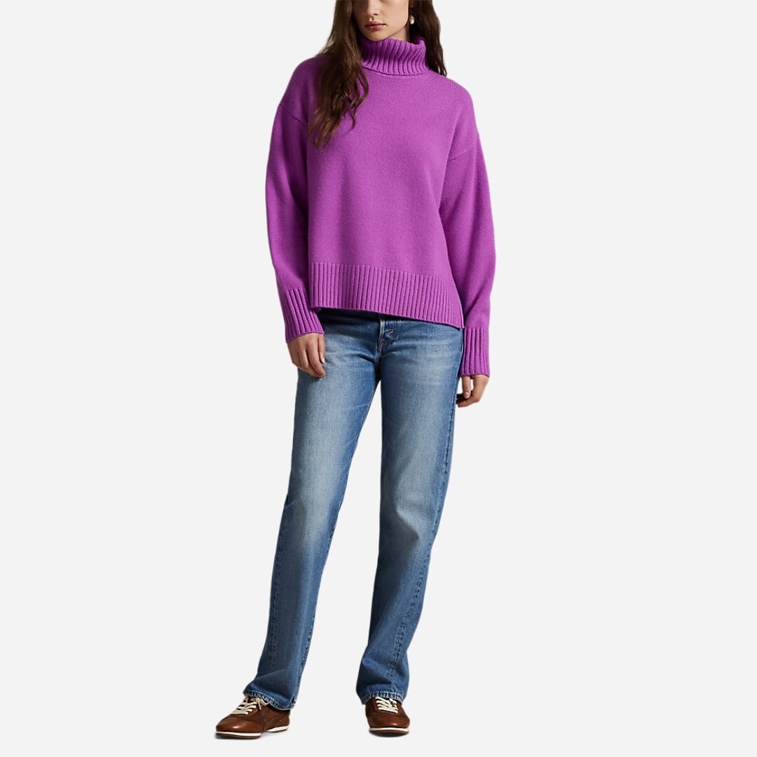 Wool-Cashmere Turtleneck Sweater - Fig Purple
