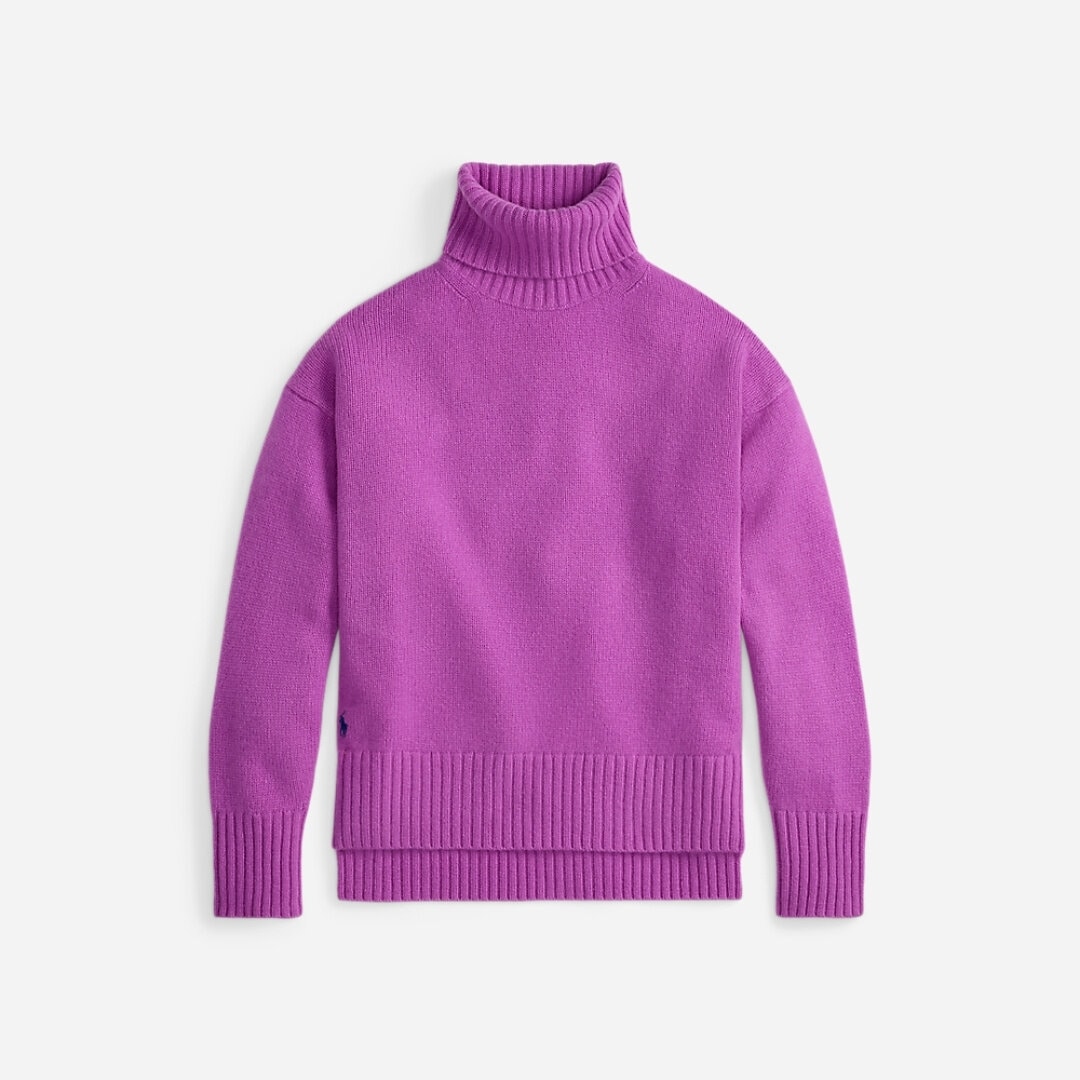 Wool-Cashmere Turtleneck Sweater - Fig Purple