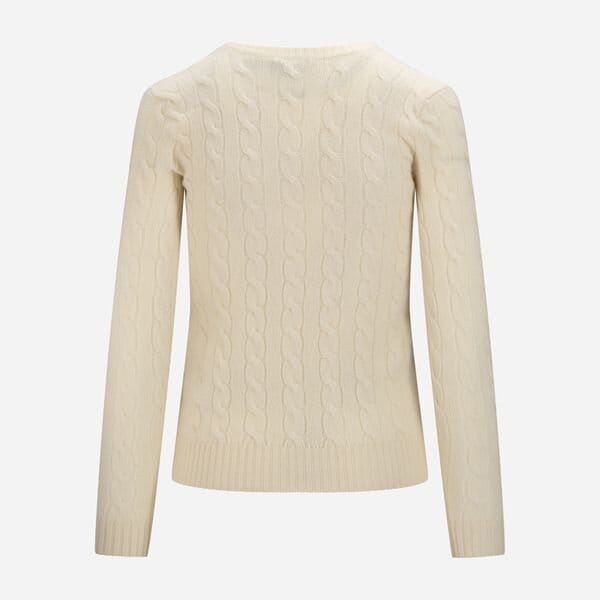 Cable-Knit Wool-Cashmere V-Neck Sweater - Cream