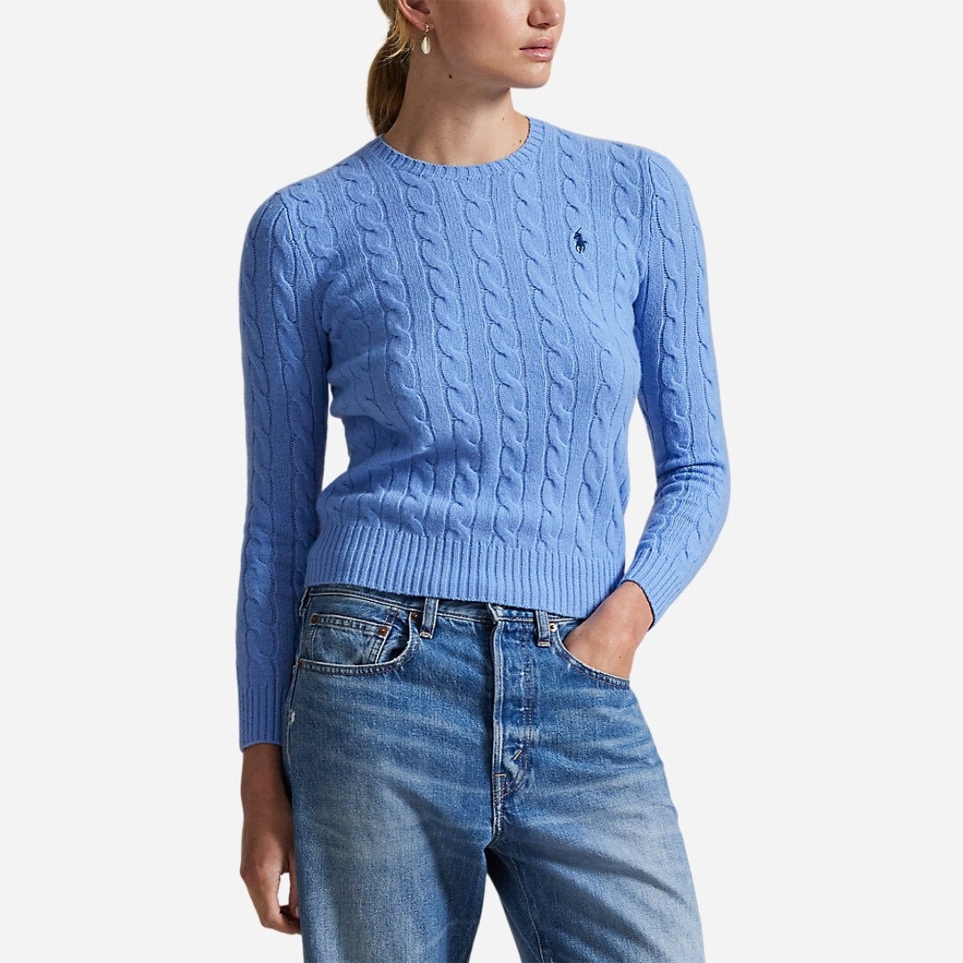 Cable Wool-Cashmere Crewneck Sweater - New Litchfield Blue