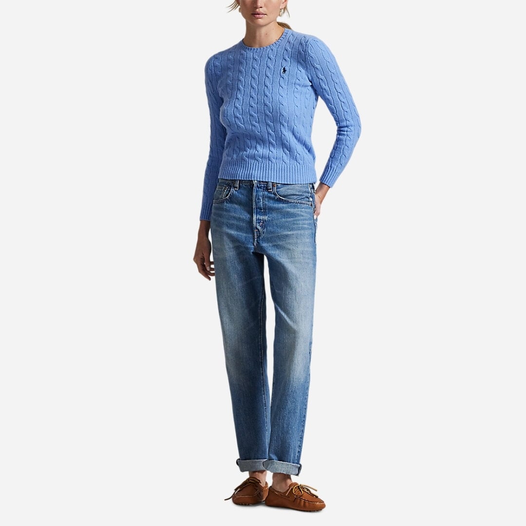 Cable Wool-Cashmere Crewneck Sweater - New Litchfield Blue