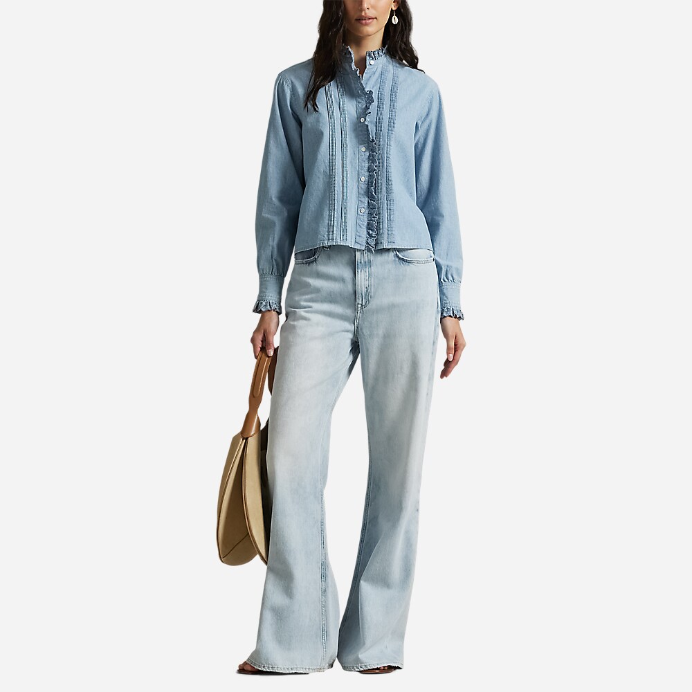 Ruffle-Trim Chambray Top - Chambray