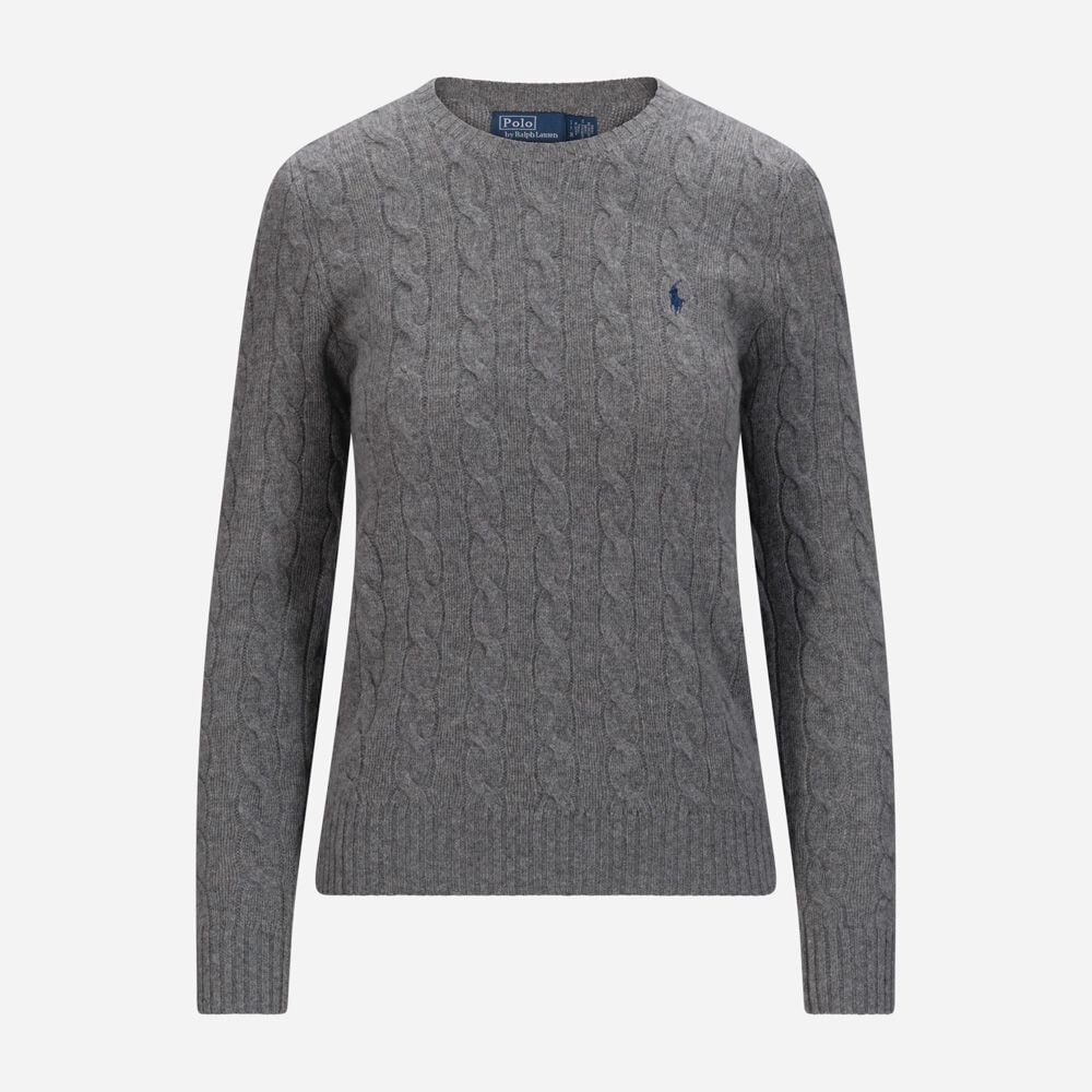 Cable Wool-Cashmere Crewneck Sweater - Flannel Grey Heather