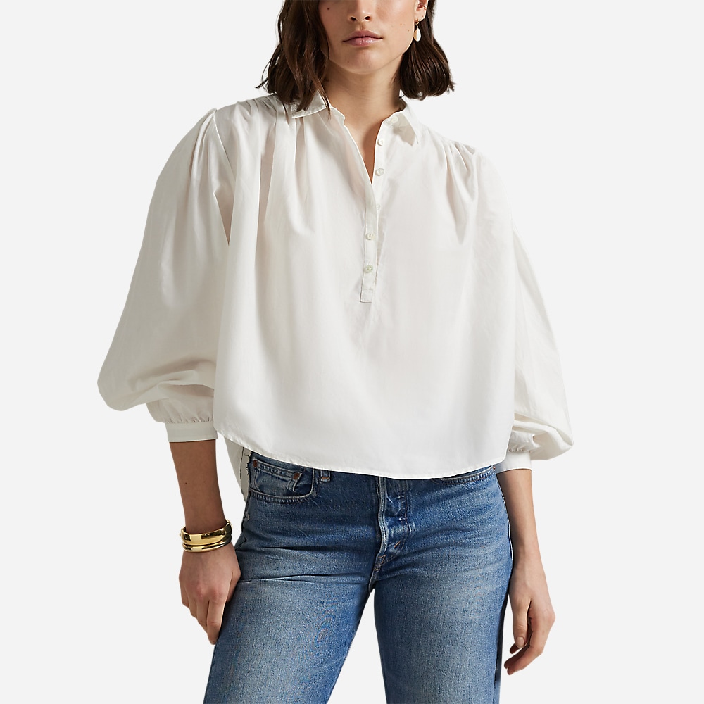 Pleated Cotton-Silk Blouse - White