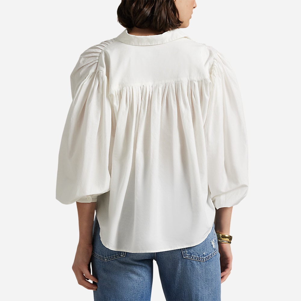 Pleated Cotton-Silk Blouse - White