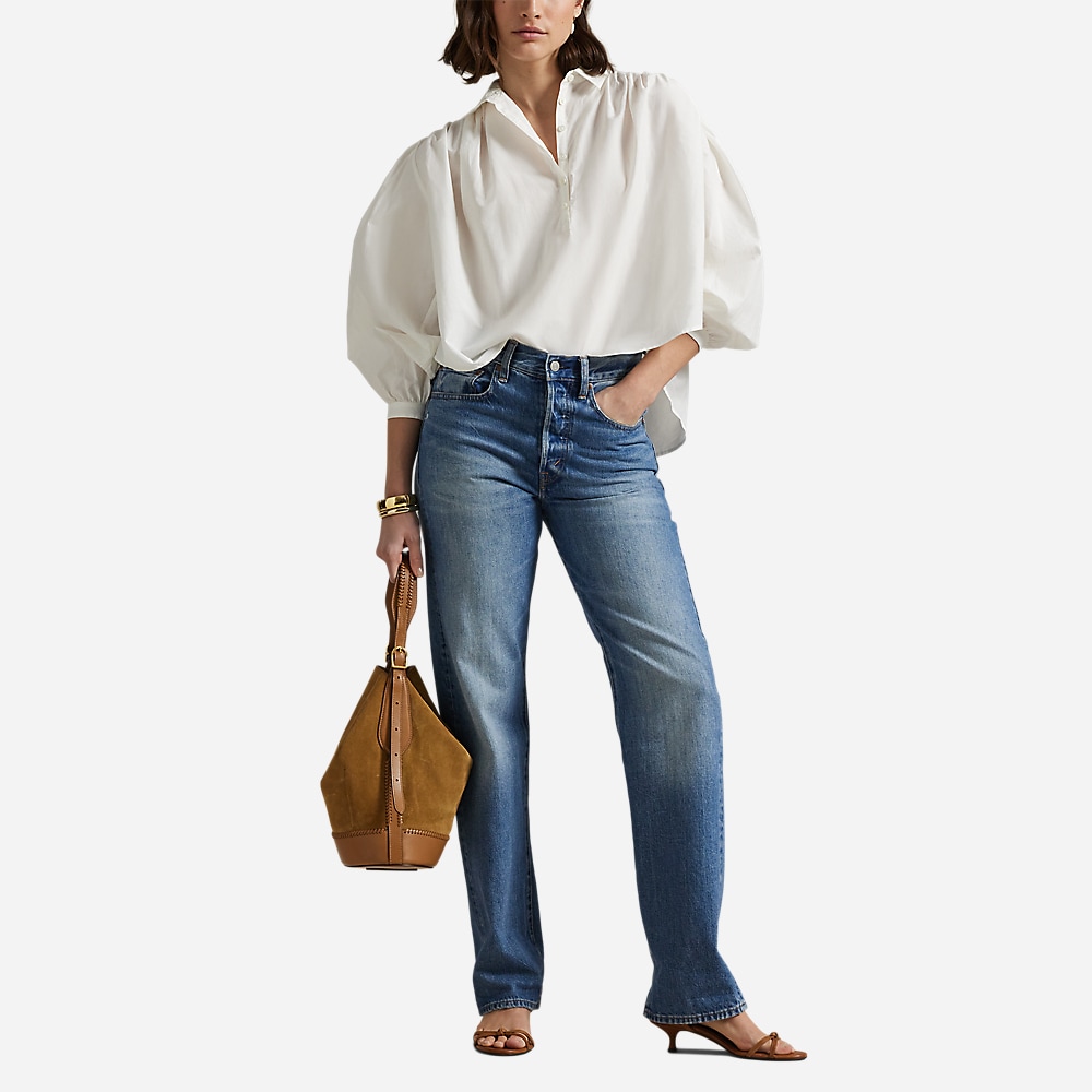 Pleated Cotton-Silk Blouse - White