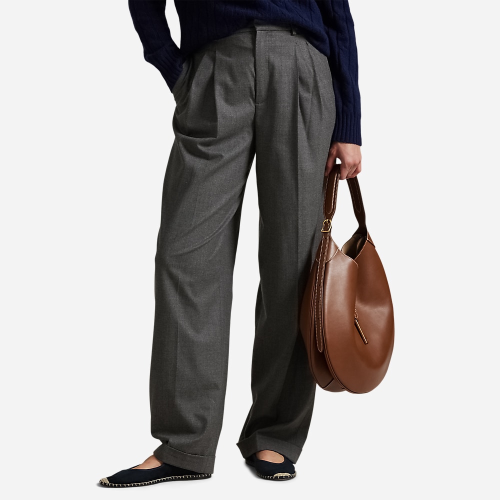 Flannel Wide-Leg Pant - Med Grey Melange