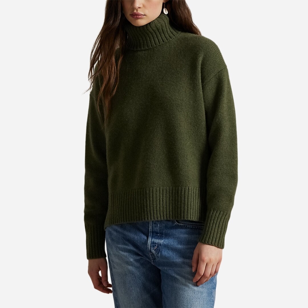 Wool-Cashmere Turtleneck Sweater - Spruce Heather