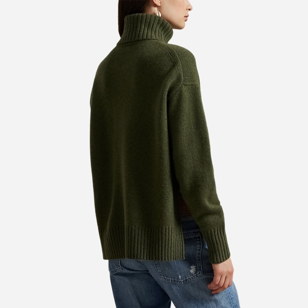 Wool-Cashmere Turtleneck Sweater - Spruce Heather