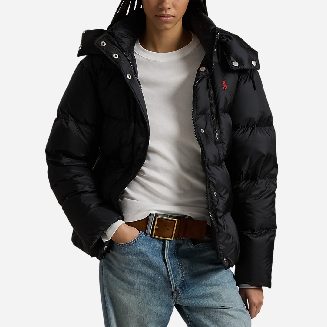 Water-Repellent Quilted Down Jacket - Polo Black