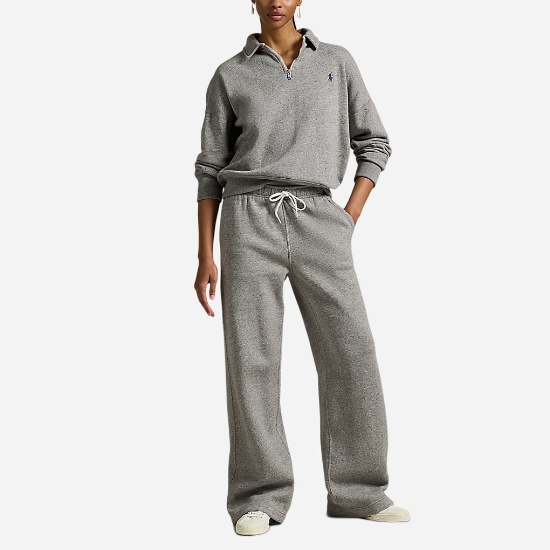 Drawstring Fleece Wide-Leg Sweatpant - Dark Vintage Heather