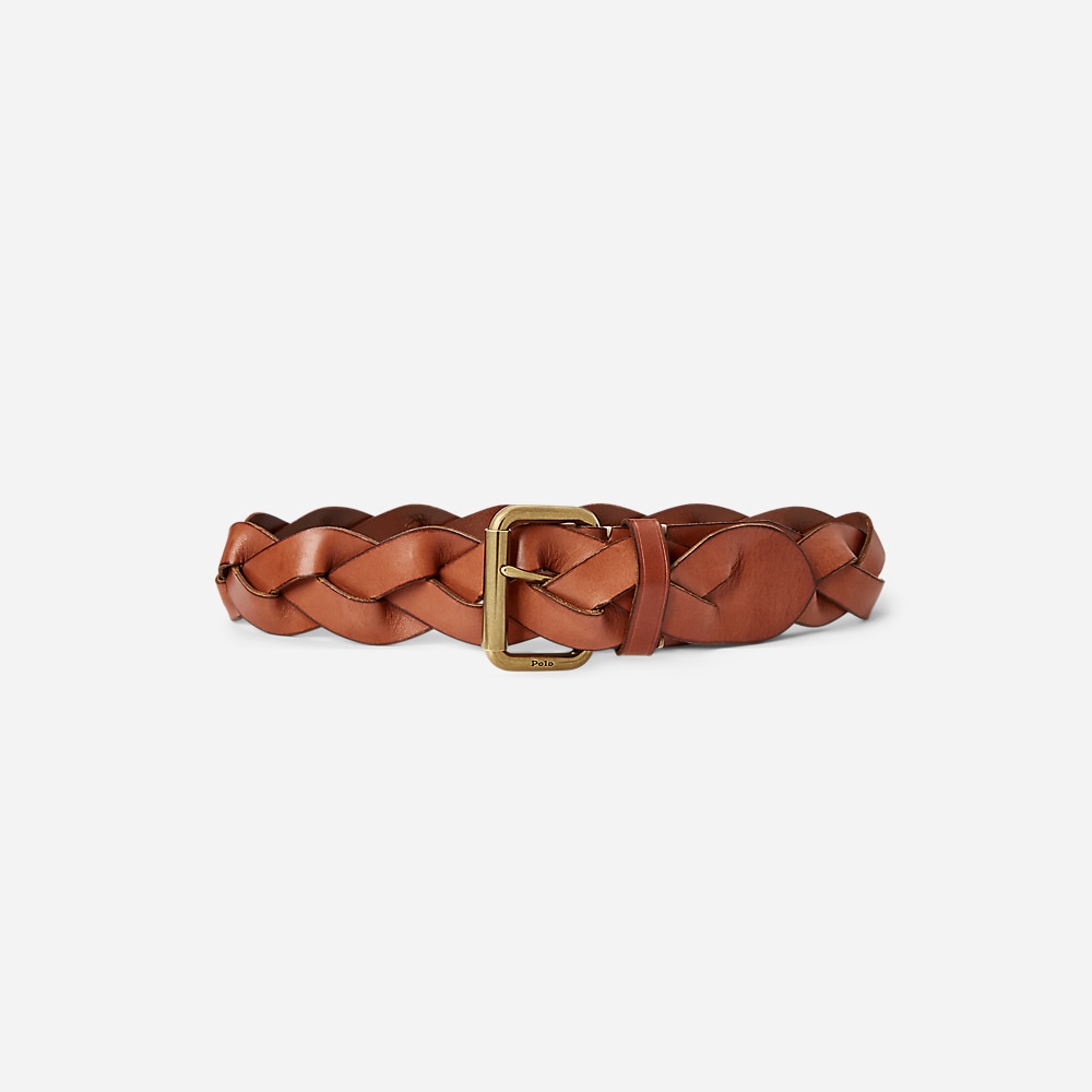 Braided Vachetta Leather Belt - Tan