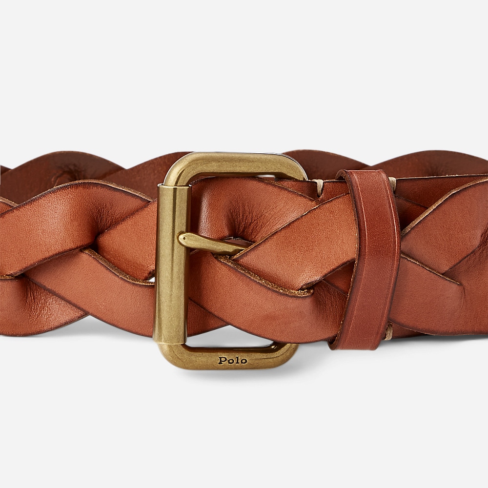 Braided Vachetta Leather Belt - Tan