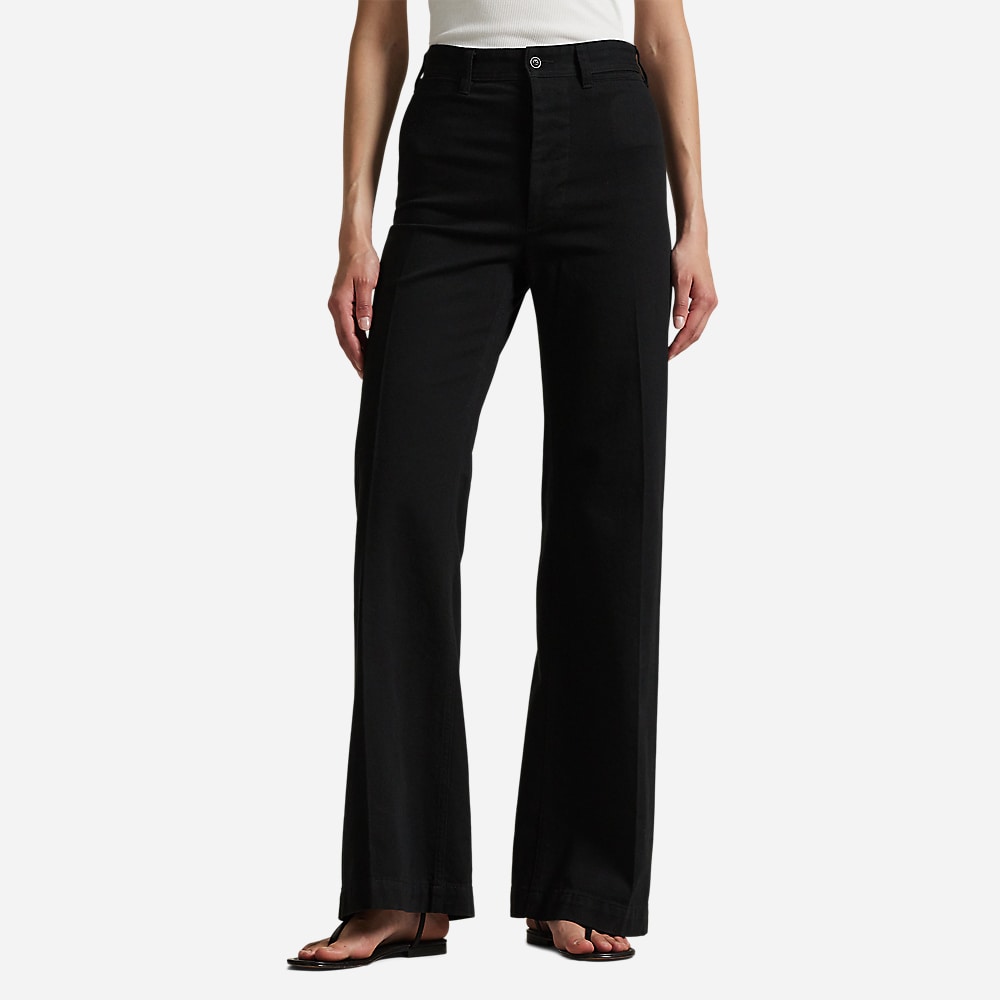 Stretch Cotton Twill Wide-Leg Pant - Polo Black