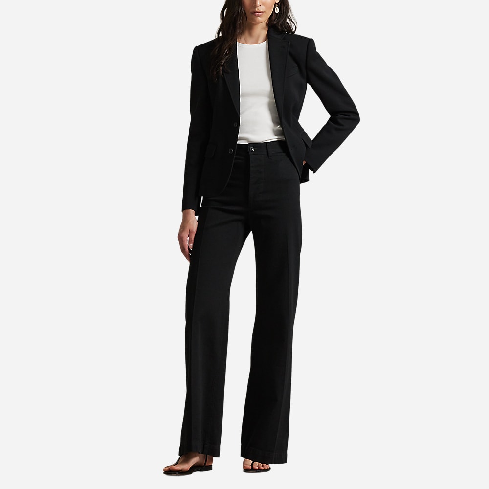 Stretch Cotton Twill Wide-Leg Pant - Polo Black