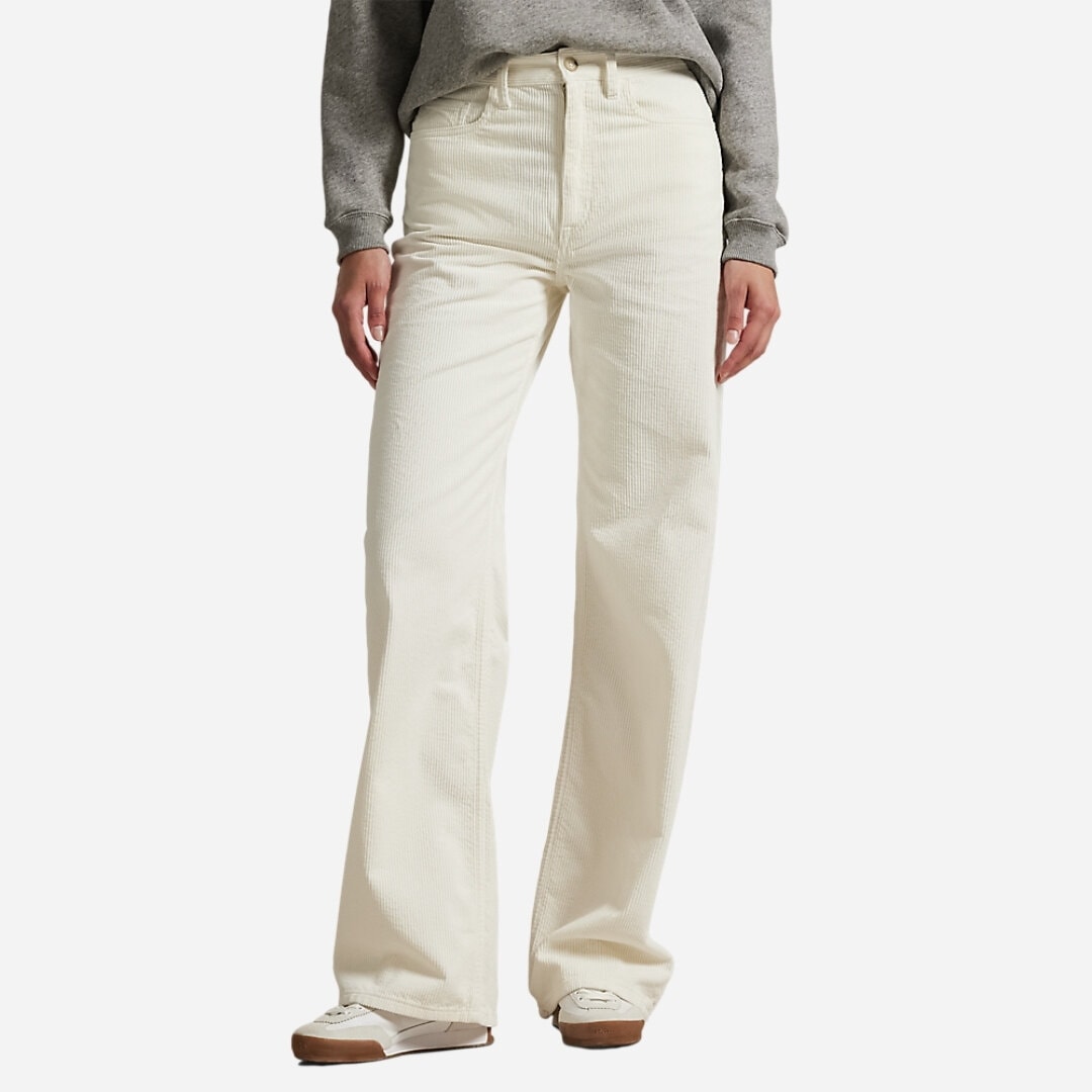 Cotton Corduroy Wide-Leg Pant - Warm White