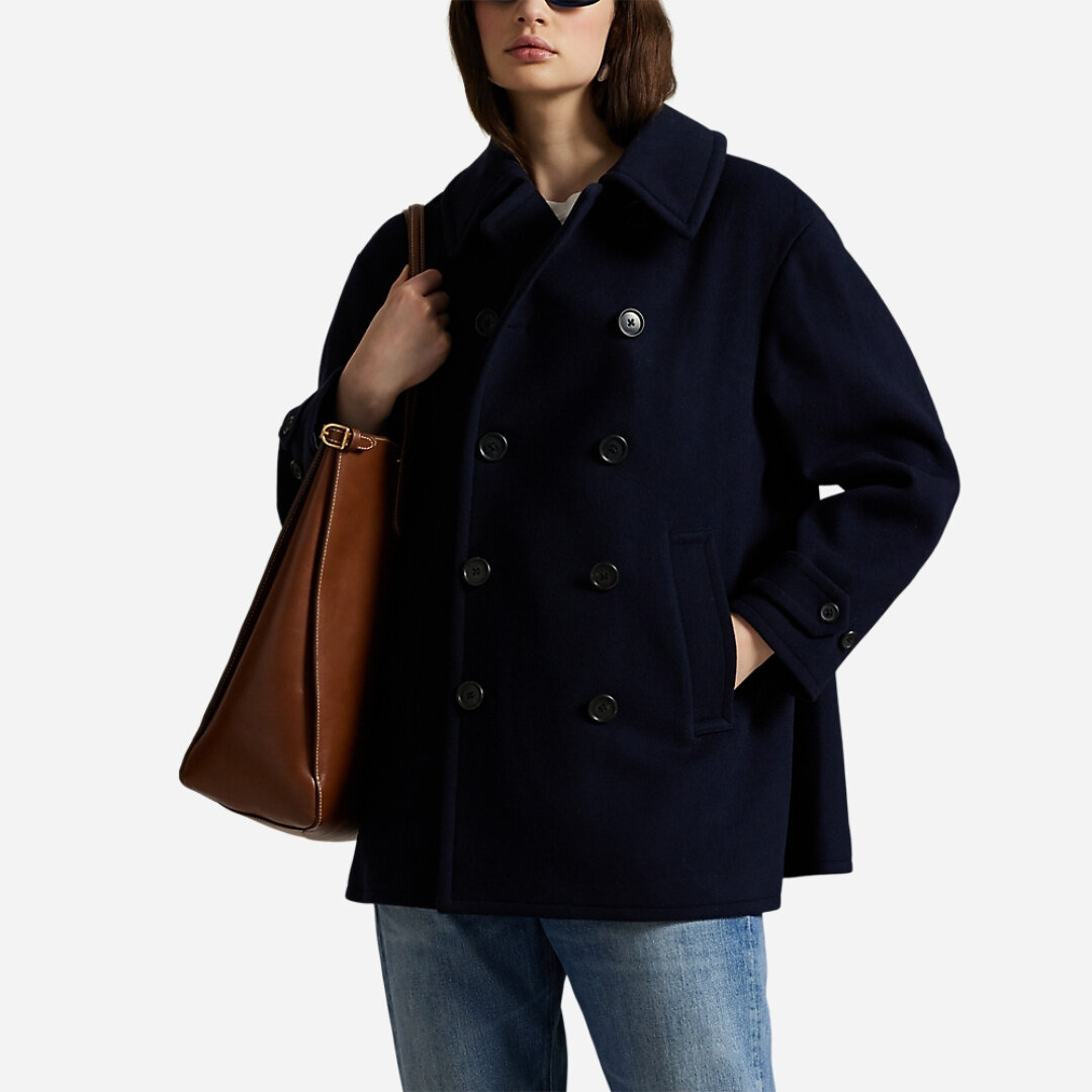 Wool Melton Peacoat - Ink