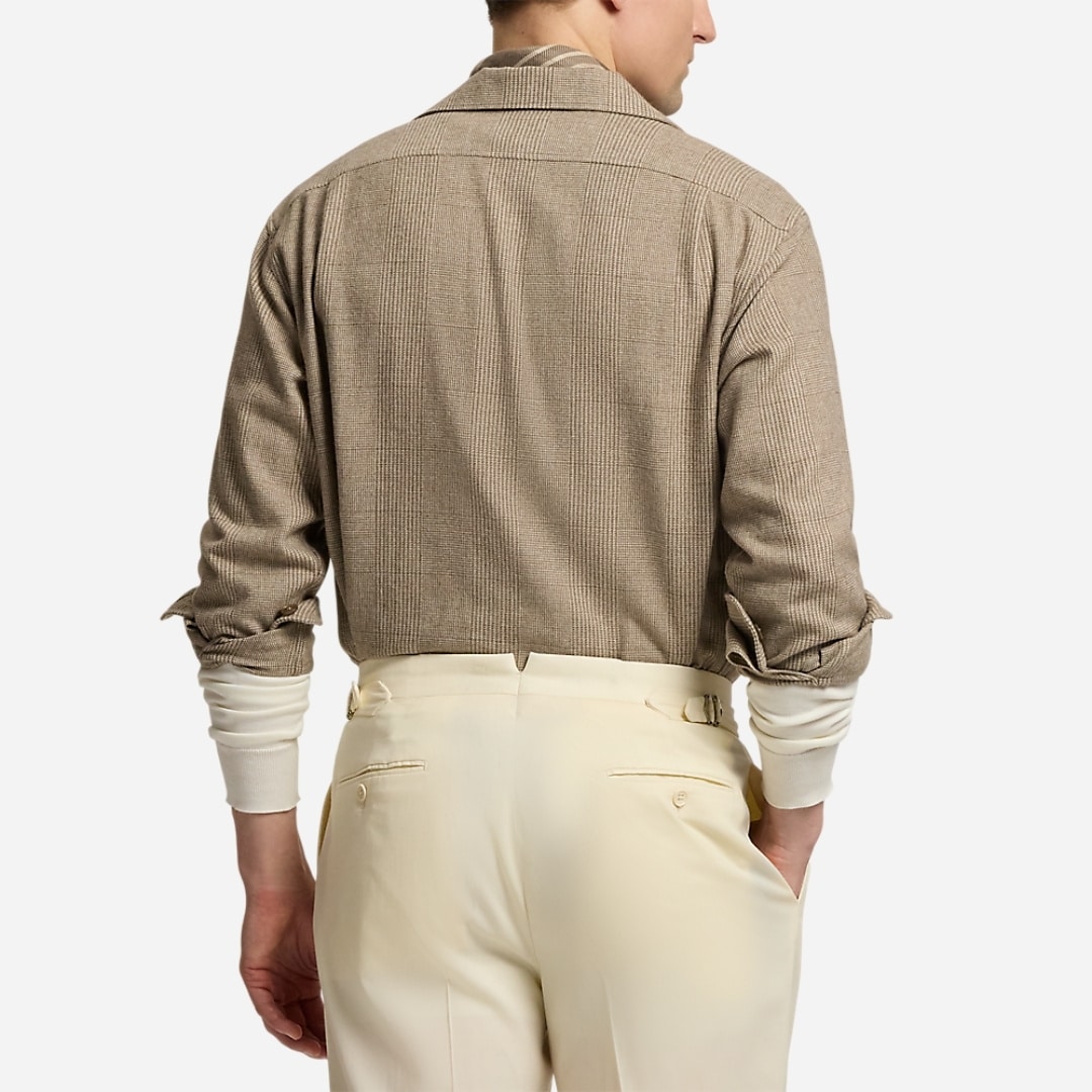 Glen Plaid Wool-Blend Camp Shirt - Truffle Multi