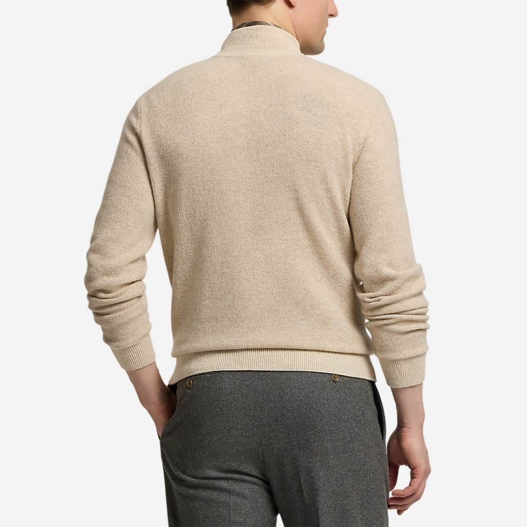 Birdseye Cashmere Quarter-Zip Sweater - Summer Sand Multi