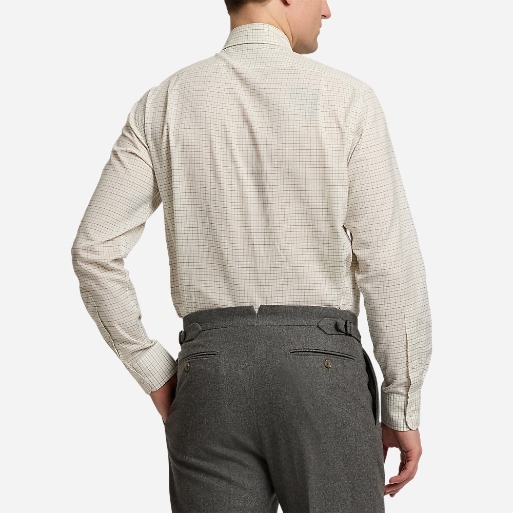 Tattersall Twill Shirt - Melange Cream/Grey