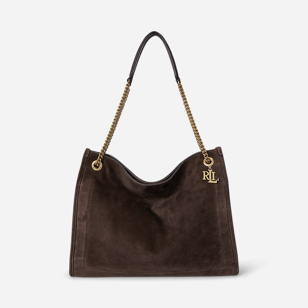 Suede Large Bradley Shopper Tote Bag - Dark Hickory