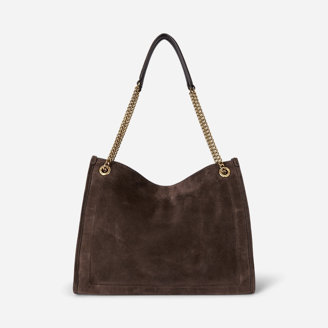 Suede Large Bradley Shopper Tote Bag - Dark Hickory