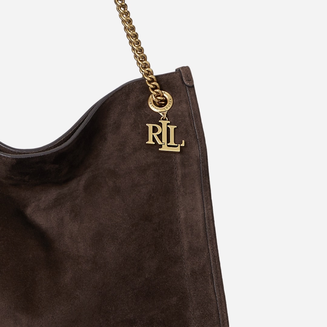 Suede Large Bradley Shopper Tote Bag - Dark Hickory