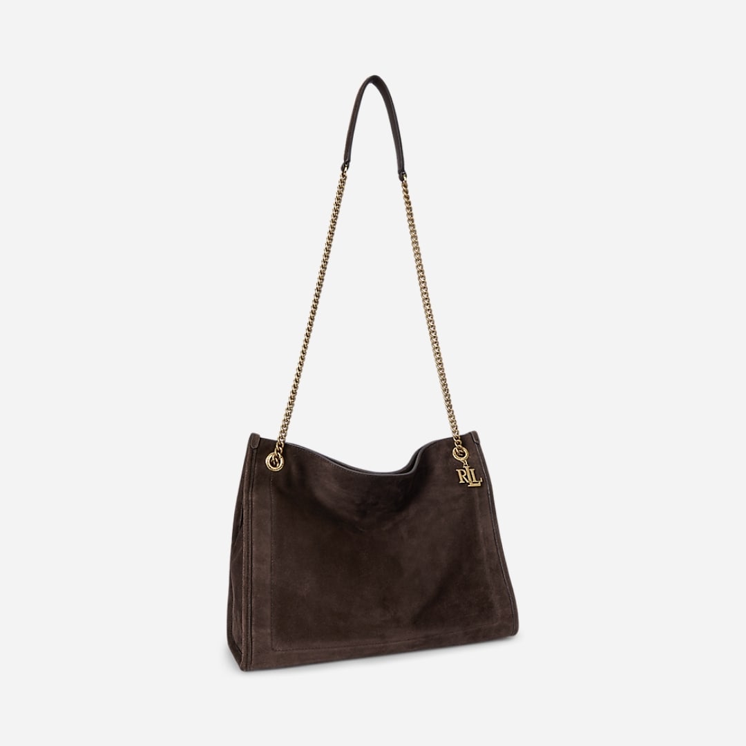 Suede Large Bradley Shopper Tote Bag - Dark Hickory
