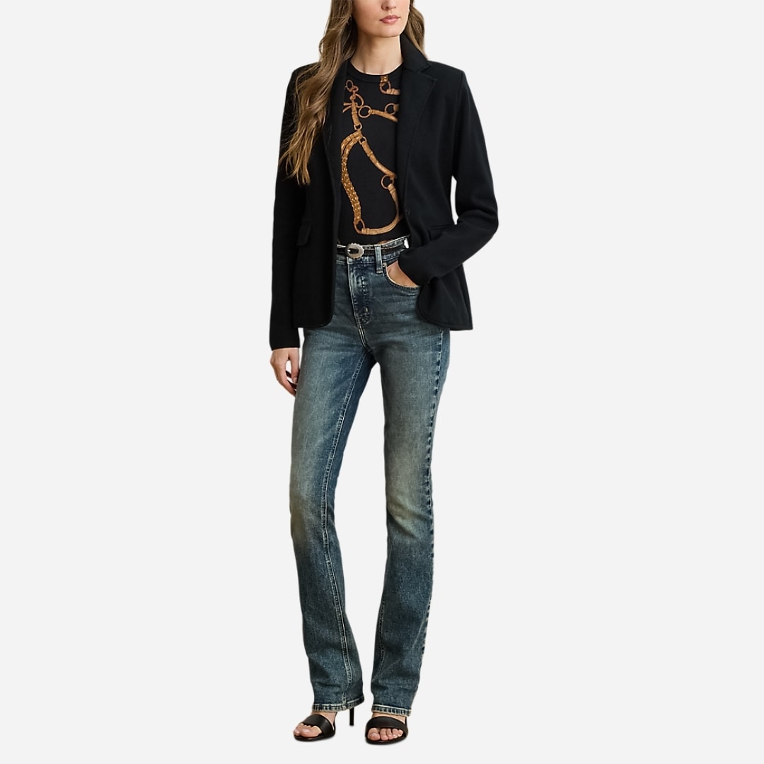 Cotton-Blend Sweater Blazer - Black
