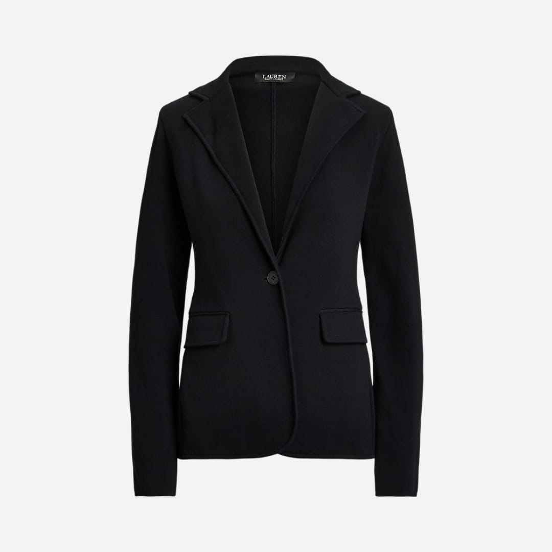 Cotton-Blend Sweater Blazer - Black