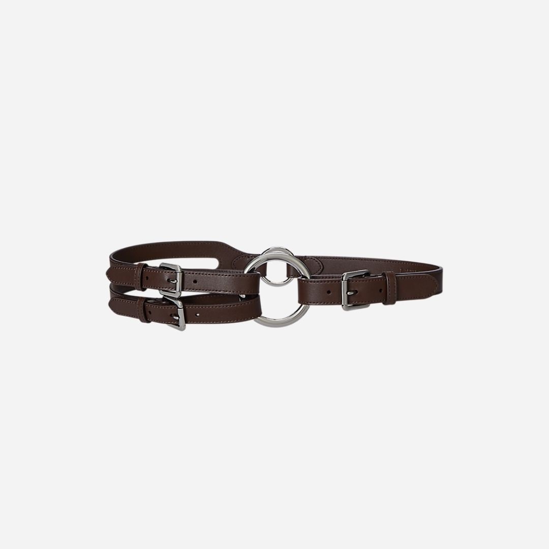 Tri-Strap O-Ring Leather Belt - Dark Hickory