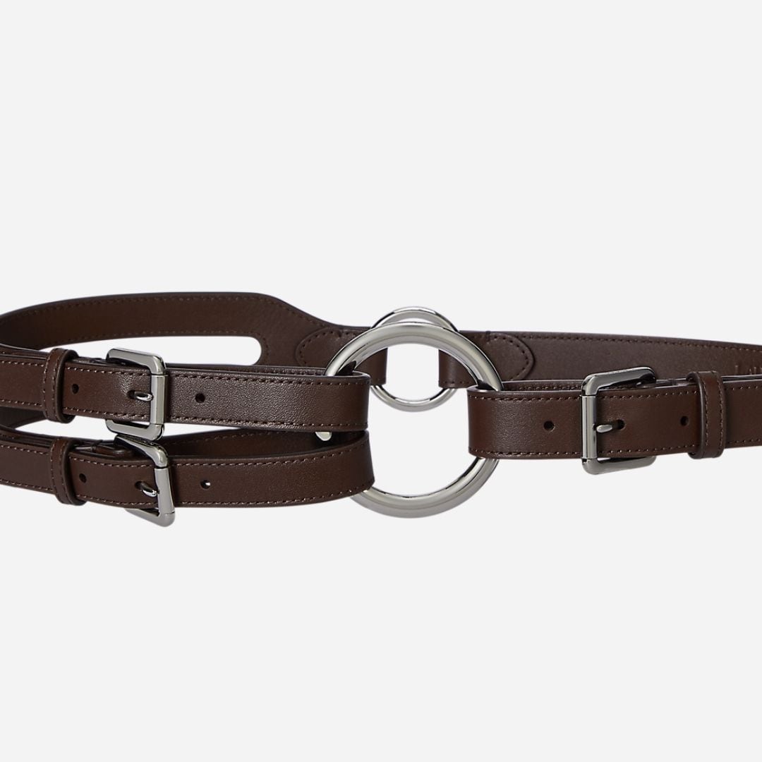 Tri-Strap O-Ring Leather Belt - Dark Hickory