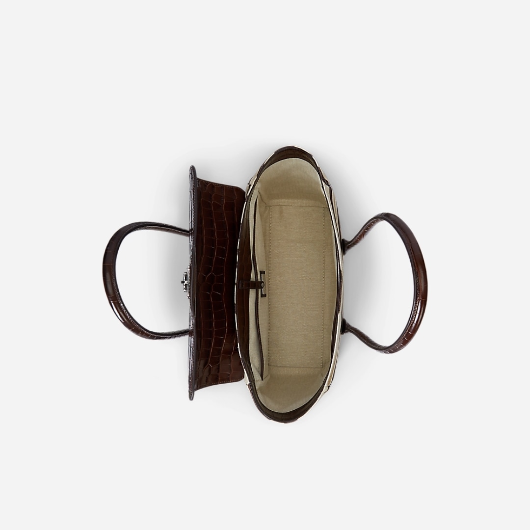 Zebra-Print Canvas Large Tanner Satchel - Zebra/Dark Hickory