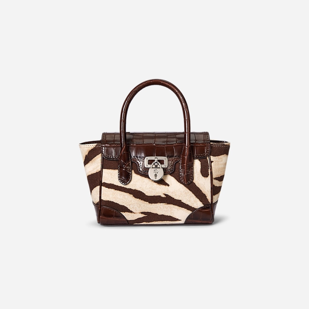 Zebra-Print Canvas Small Tanner Satchel - Zebra/Dark Hickory