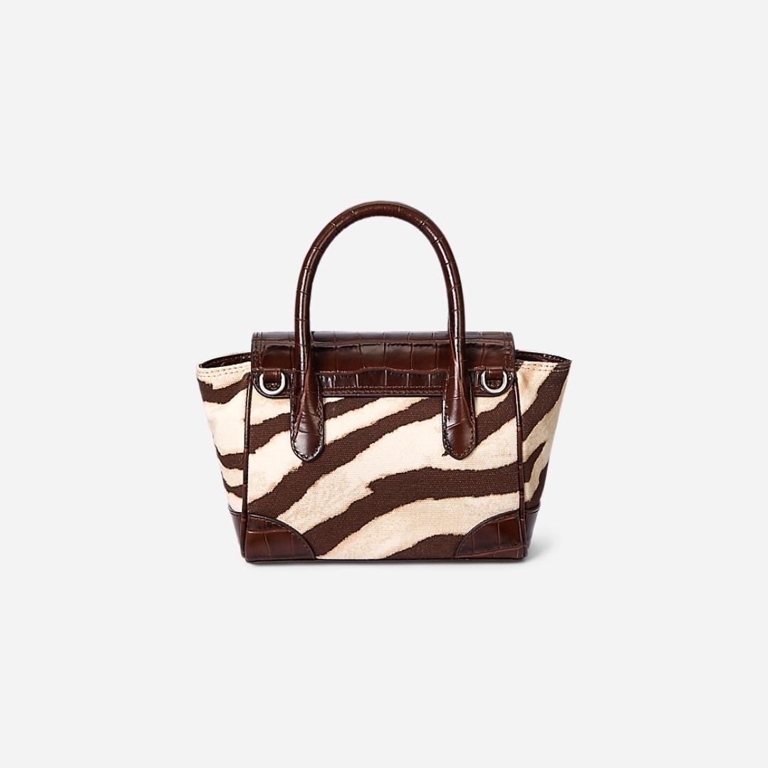 Zebra-Print Canvas Small Tanner Satchel - Zebra/Dark Hickory