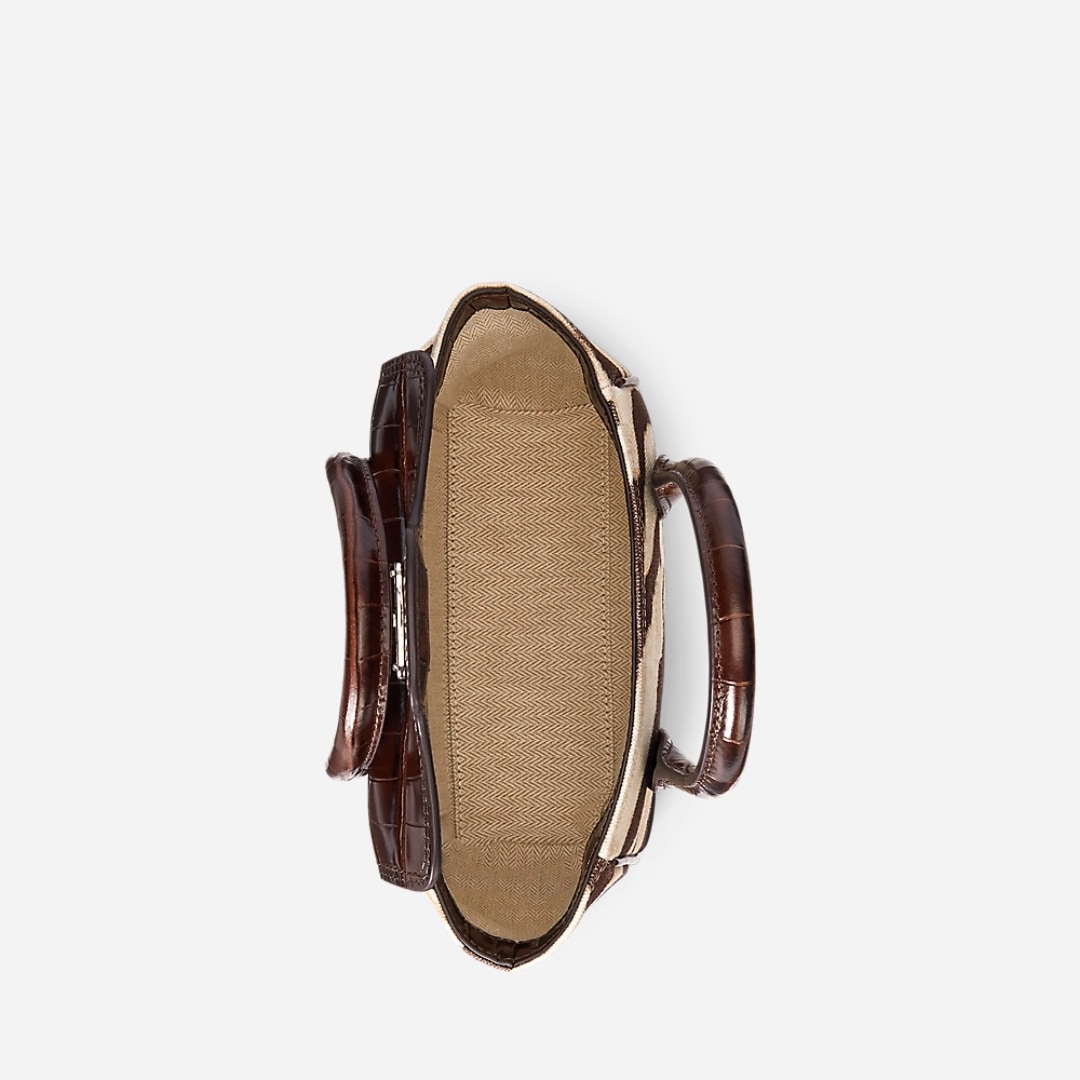Zebra-Print Canvas Small Tanner Satchel - Zebra/Dark Hickory