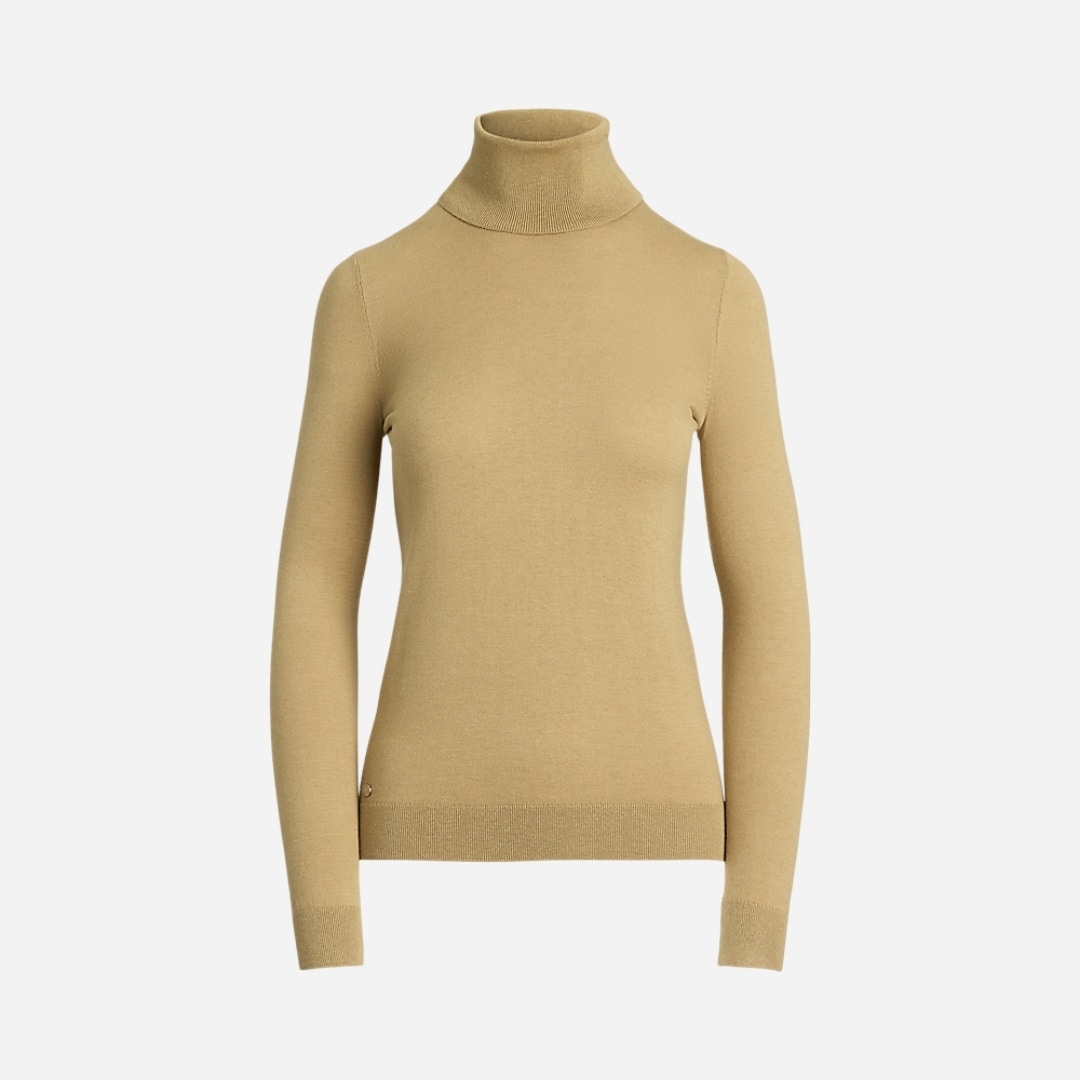 Silk-Blend Turtleneck Sweater - Birch Tan