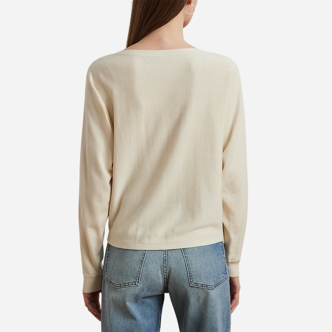 Cotton-Blend Dolman-Sleeve Sweater - Ivory Beige