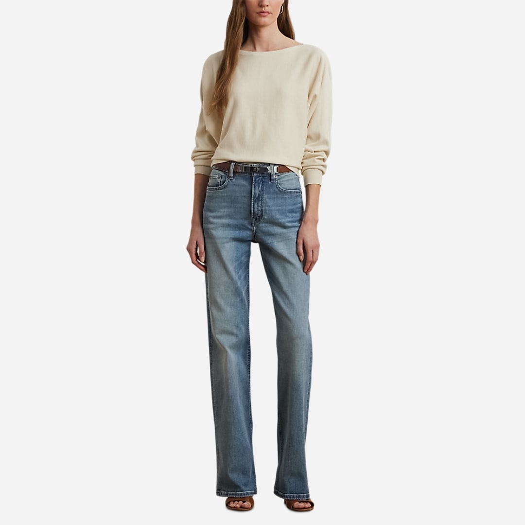 Cotton-Blend Dolman-Sleeve Sweater - Ivory Beige