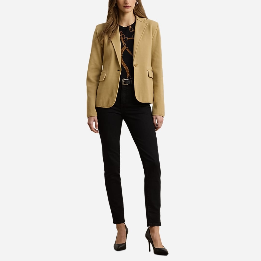 Cotton-Blend Sweater Blazer - Birch Tan