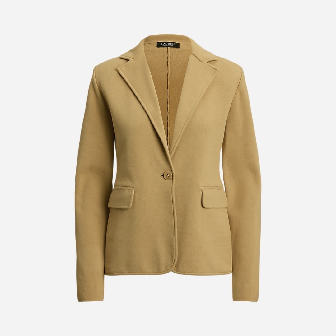 Cotton-Blend Sweater Blazer - Birch Tan