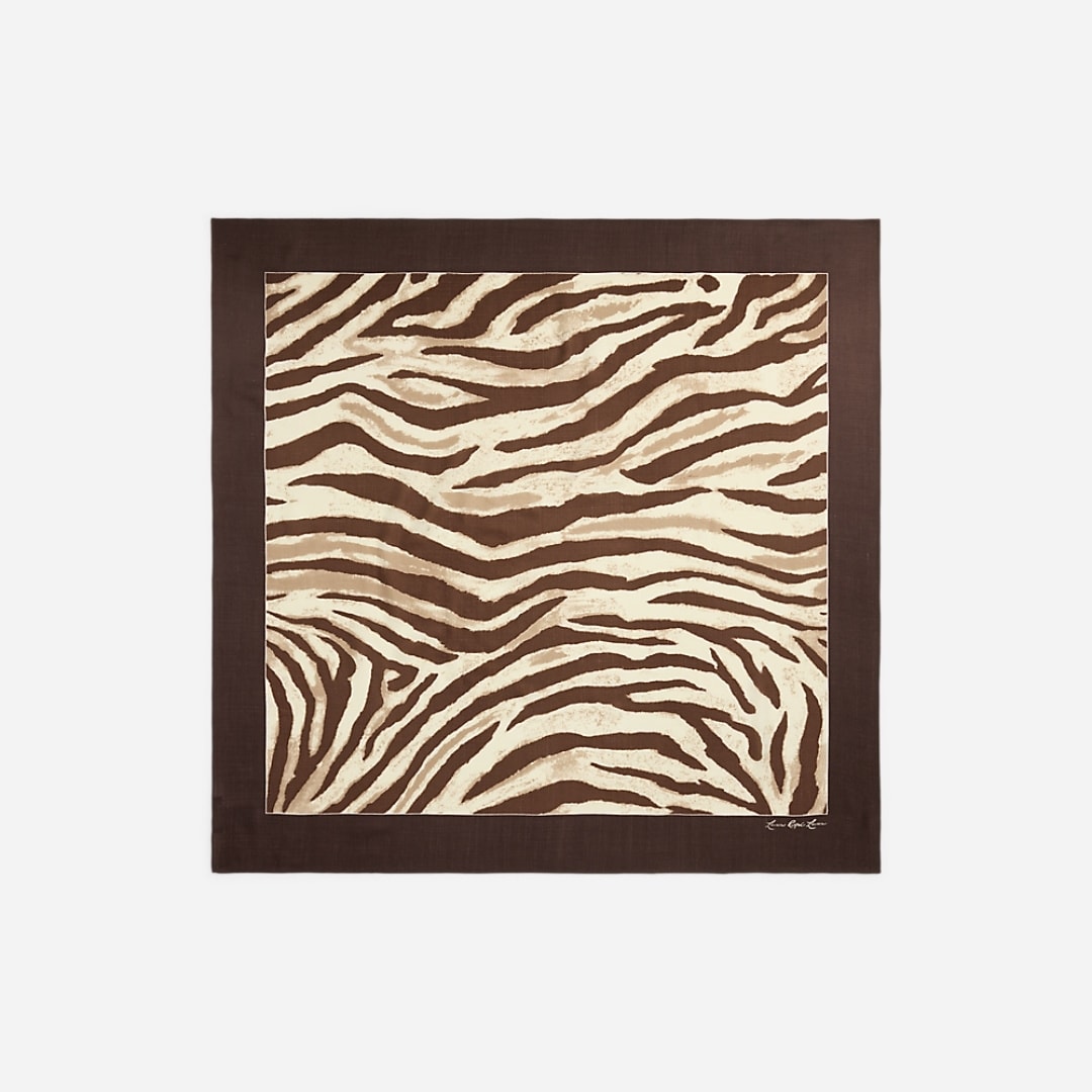 Zebra-Print Square Scarf - Birch Tan