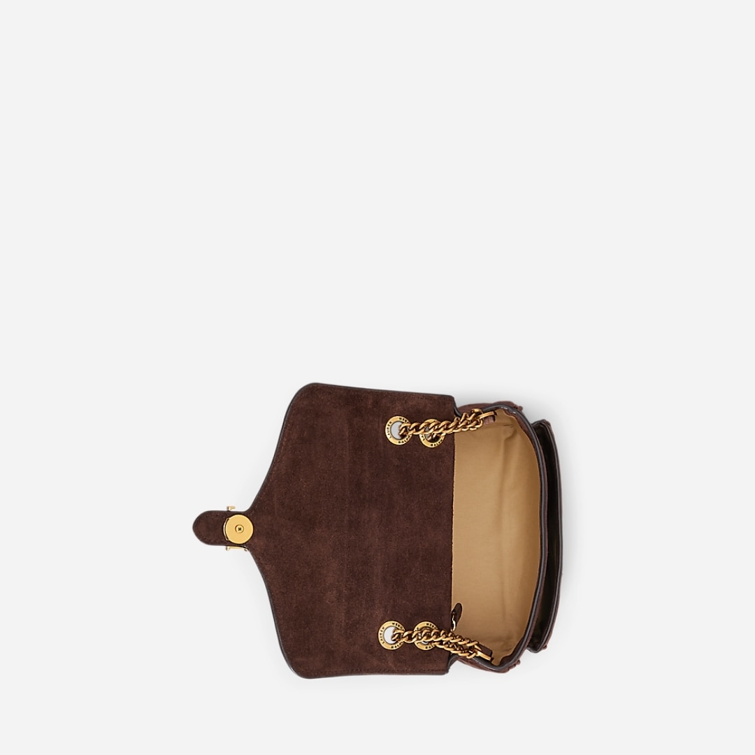 Suede Small Bradley Convertible Bag - Dark Hickory