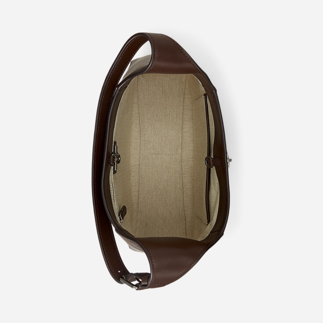 Leather Large Tanner Shoulder Bag - Dark Hickory